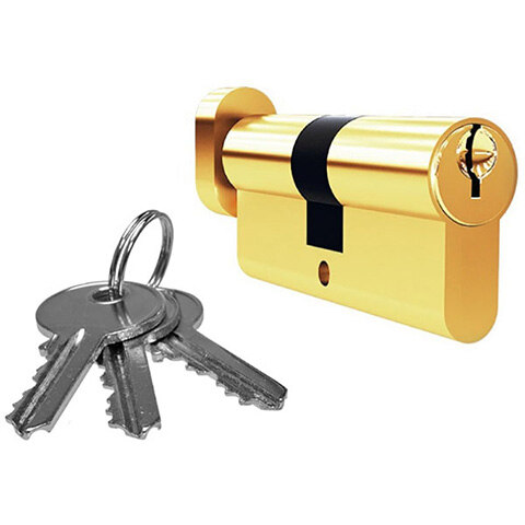 Цилиндр ключ/фиксатор 60мм, 3 ключа (золото) «MODENO» РВ